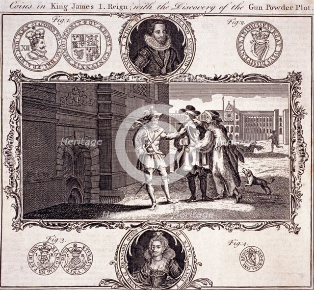 Scene of the discovery of the Gunpowder Plot, 1605, (c1780). Artist: Anon