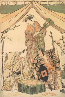 Scene of the Drama "Oakinai Hiru-ga-Koshima", 1784-85. Creator: Torii Kiyonaga