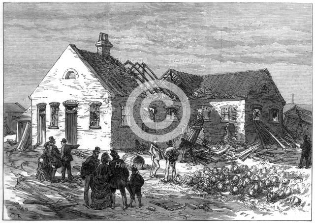 Scene of the explosion at the Cartridge factory, Greenwich Marshes, 1872. Artist: Unknown