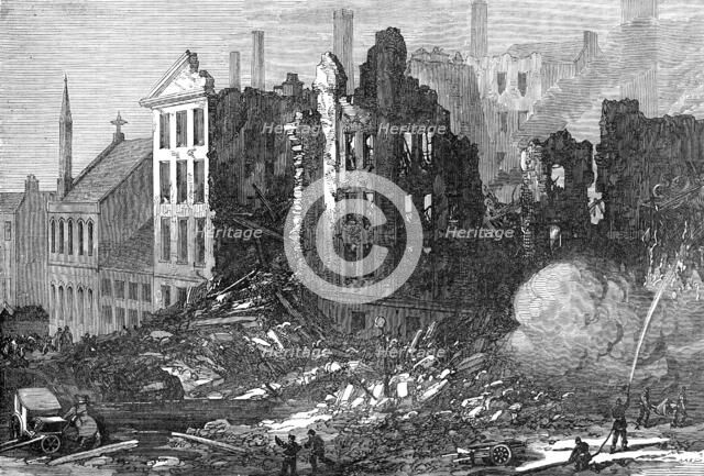 Scene of the explosion at Tradeston Flour-Mills, Glasgow, 1872. Creator: Unknown.