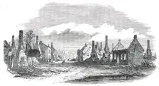 Scene of the Fire at Cottenham - sketched from Lambs Corner, 1850. Creator: Unknown