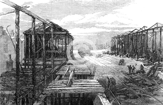Scene of the fire at Kentish-Town Station, 1872. Creator: Unknown.