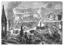 Scene of the Great Fire at Limoges, France - from a sketch by our special artist, 1864. Creator: Smyth