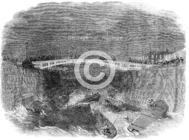 Scene of the Late Accident at the City Canal Dock-Gates, Blackwall Point, 1856.  Creator: Unknown.