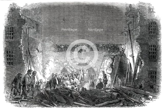Scene of the Late Boiler Explosion, Lily-Lane Mill, Halifax, 1850. Creator: Smyth.