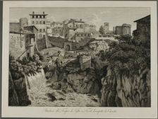 Scene of the Temple of Vesta at Tivoli Facing the Cascades, 1795. Creator: Albert Christoph Dies