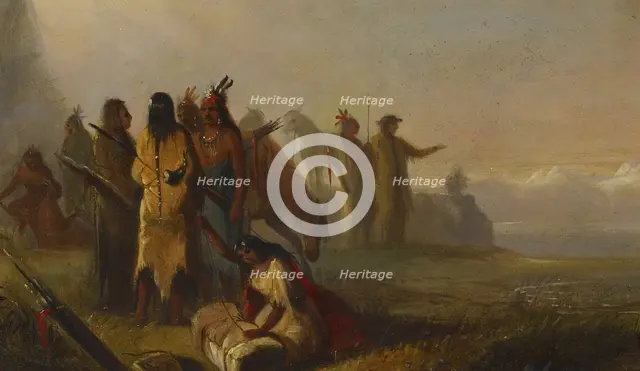 Scene of Trappers and Indians, before 1842. Creator: Alfred Jacob Miller.