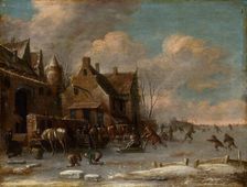 Scene outside an inn in winter, 1681. Creator: Thomas Heeremans