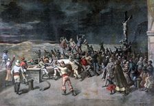Scene seven, the rescue, from the play "Maitre D'Armes", Port of Saint-Martin, 1892. Creator: Henri Meyer
