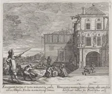 Scene showing the construction of a building, ca. 1670. Creator: Melchior Küsel