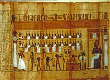 Scene representing Judgment of the soul in the Book of the Dead Papyrus