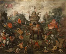 Scene with an elephant, 16th century. Creator: Bosch, Hieronymus, (Copy)