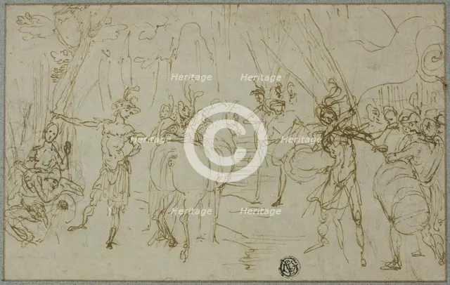 Scene with Soldiers, c.1589. Creator: Ludovico Cardi.