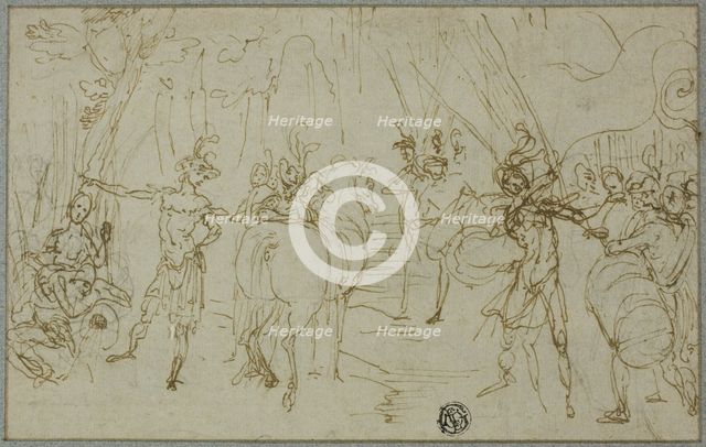 Scene with Soldiers, c.1589. Creator: Ludovico Cardi.