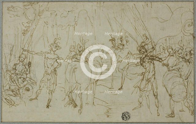 Scene with Soldiers, c.1589. Creator: Ludovico Cardi.