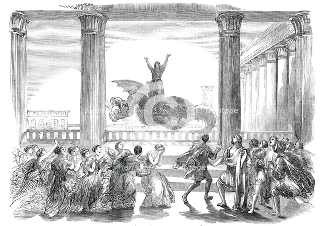 Scene (the last) from the opera of "Medea", 1850. Creator: Unknown.