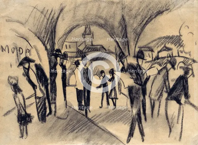 Scene Under the Arcades in Thun, 1913. Artist: Macke, August (1887-1914)