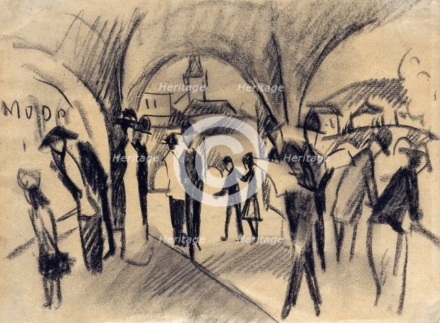Scene Under the Arcades in Thun, 1913. Artist: Macke, August (1887-1914)