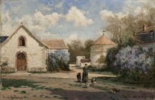 Scenery outside Paris with woman and animals, 1850-1896. Creator: Aleksey Bogolyubov