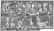 Scenes of medieval life, 13th century, (1870)