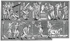 Scenes of medieval life, 13th century, (1870)