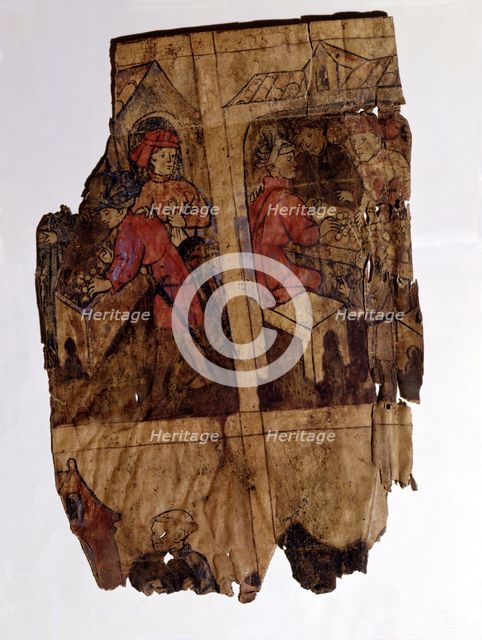 Scenes of banking in a scroll extracted from a manual of the file of protocols, illuminated manus…