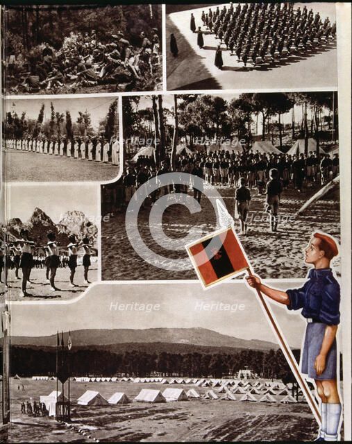 Scenes of children's camps organized by the Spanish Falange.