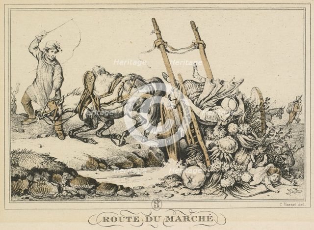 Scenes of Daily Life, Roads and Paths: Road to Market…, 1819. Creator: Carle Vernet (French, 1758-1836).