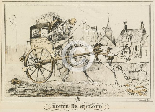 Scenes of Daily Life, Roads and Paths: Road to Saint-Cloud..., 1816. Creator: Carle Vernet (French, 1758-1836); Bance.