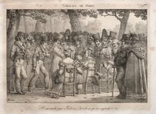 Scenes of Paris: Promenade in the Tuileries. What are they looking at?. Creator: Jean Henri Marlet (French, 1770-1847)
