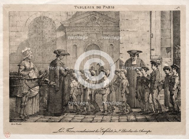 Scenes of Paris: The Brothers Conducting the Children to St. Nicholas of the Fields. Creator: Jean Henri Marlet (French, 1770-1847).
