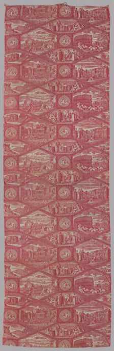 Scenes of Rome Furnishing Fabric, France, c. 1815. Creator: Unknown