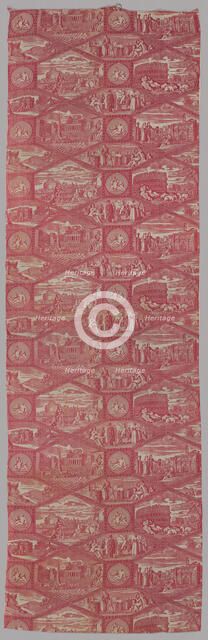 'Scenes of Rome' Furnishing Fabric, France, c. 1815. Creator: Unknown.