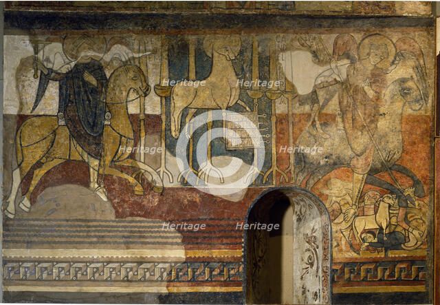 Scenes of the Apocalypse, murals in the side of the nave, Polinyà 1122. They come from the parish…