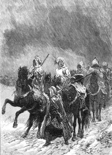 Scenes of the Late War in France: retreat from Le Mans - Ghoums and Spahis in the snow, 1871. Creator: William James Palmer