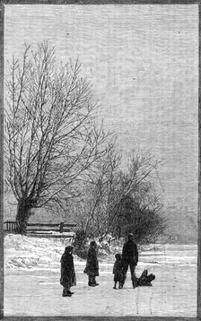 Scenes on the frozen Thames: near Teddington, 1881. Creator: Unknown