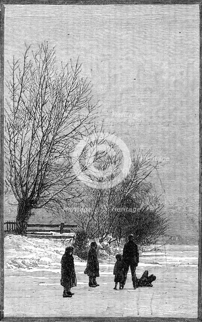 Scenes on the frozen Thames: near Teddington, 1881. Creator: Unknown.