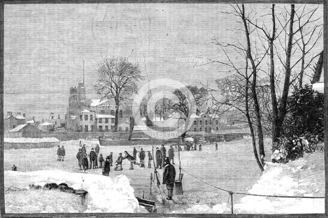 Scenes on the frozen Thames: at Twickenham, 1881. Creator: Unknown.