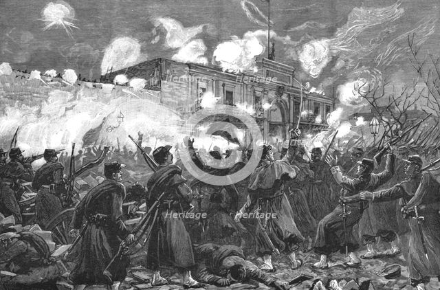 'Scenes at Buenos Ayres during the Revolution in Argentina; The fighting outside the Arsenal,1890 Creator: Unknown.