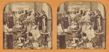 Scenes Animees large group of people dressed in Greek or Roman costumes, about 1865. Creator: Adolphe Block