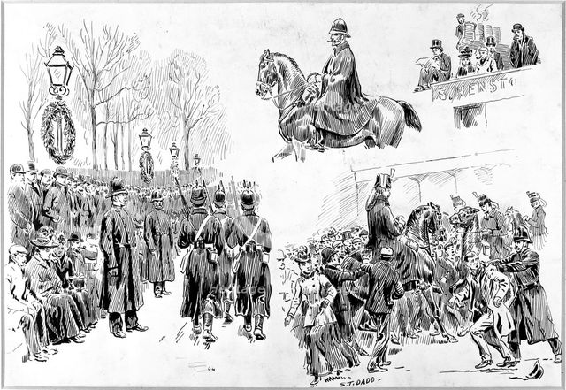 Scenes before Queen Victoria's funeral, 1901, (c1901). Creator: Stephen T Dadd.