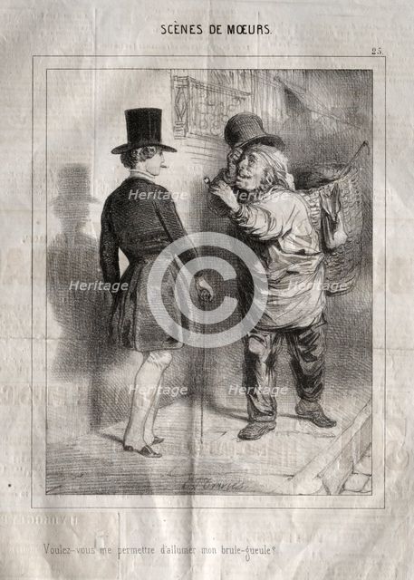 Scènes de Moeurs: Voulez-vous me permettre dallumer mon brule-gueule?. Creator: Charles Joseph Traviès de Villers (French, 1804-1859).