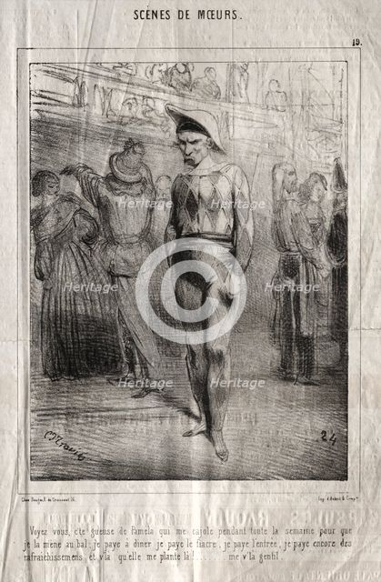 Scènes de moeurs: Voyez vous, cte queuse de Pamela qui me cajole pendant toute la semaine.... Creator: Charles Joseph Traviès de Villers (French, 1804-1859).