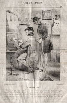 Scènes de moeurs: La Droit de visite. Jespère ne pas vous gener?.... Creator: Charles Joseph Traviès de Villers (French, 1804-1859)