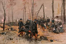 'Scenes de Guerre; Les Honneurs sous le Feu 1914. Creator: Georges Bertin Scott