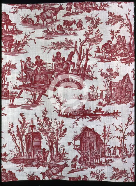 Scènes Flamandes (Furnishing Fabric), France, 1775. Creator: Christophe-Philippe Oberkampf.