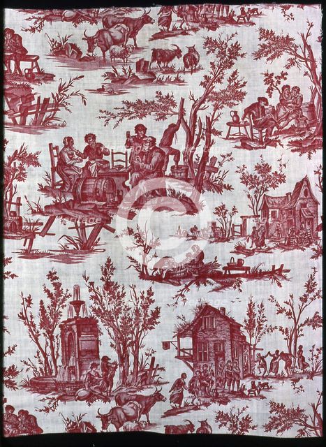 Scènes Flamandes (Furnishing Fabric), France, 1775. Creator: Christophe-Philippe Oberkampf.