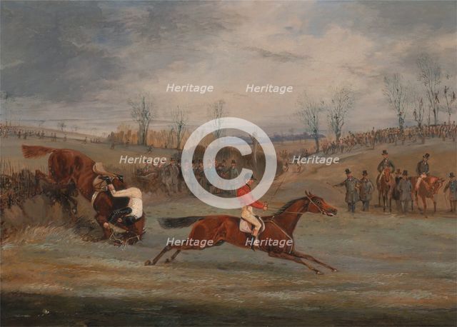 Scenes from a steeplechase: Near the Finish, ca. 1845. Creator: Henry Thomas Alken.