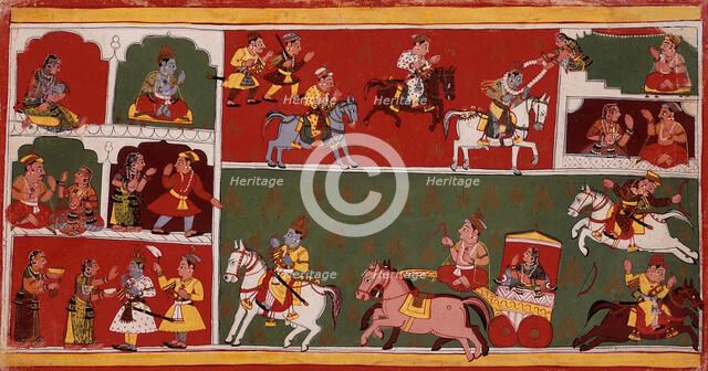 Scenes From Krishna's Life, Folio from a Bhagavata Purana (Ancient Stories of the Lord), c1700. Creator: Unknown.
