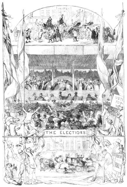 Scenes from the Elections - drawn by George Thomas, 1857. Creator: Unknown.